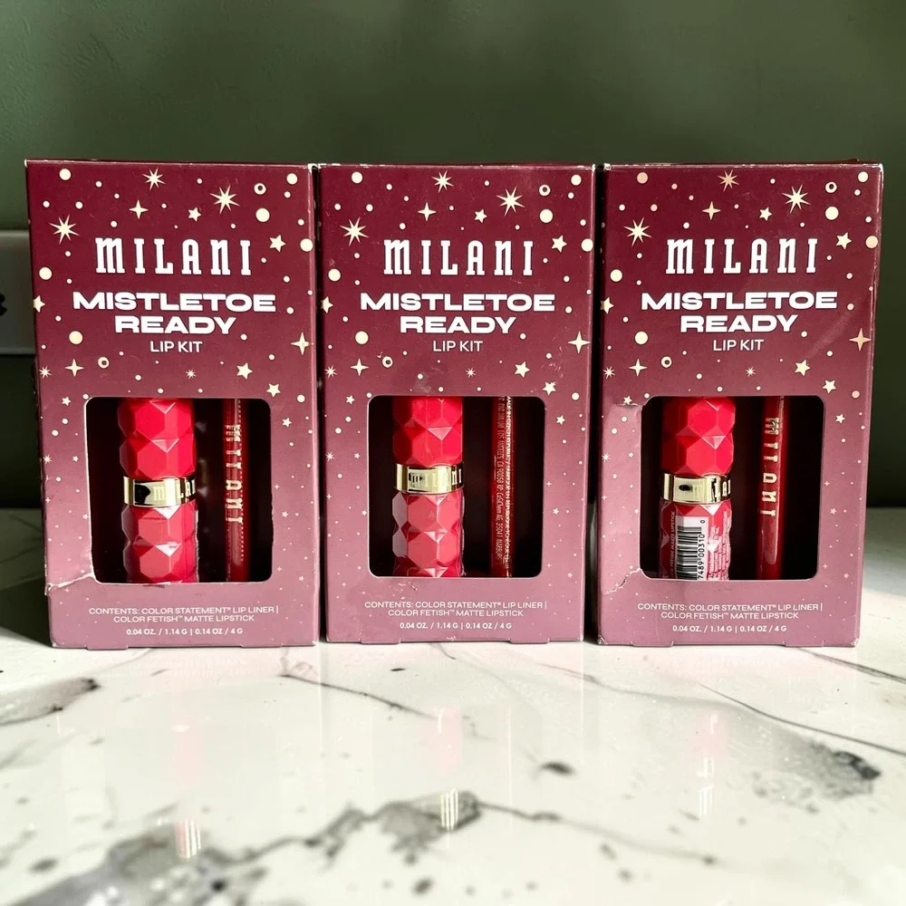 3 Pk Milani Matte Red Lip Kit Color Fetish Lipstick Color Statement Lip Liner
